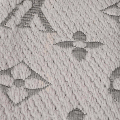 Exclusive Louis Vuitton Pearl Grey Wool Silk Logomania Scarf — Detail View