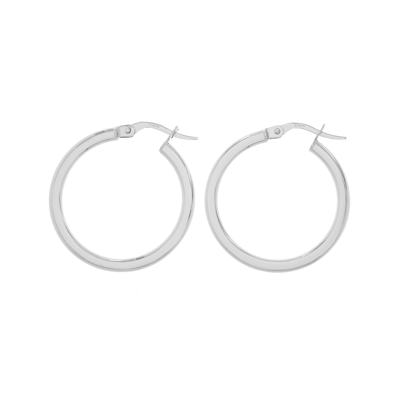 Exclusive 18K White Gold Italian Hoop Earrings — Front View