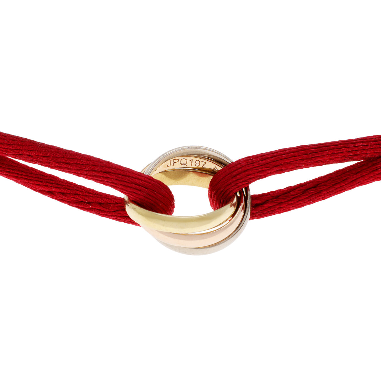 Exclusive Cartier 18K White Yellow Rose Gold Trinity Bracelet — Back View