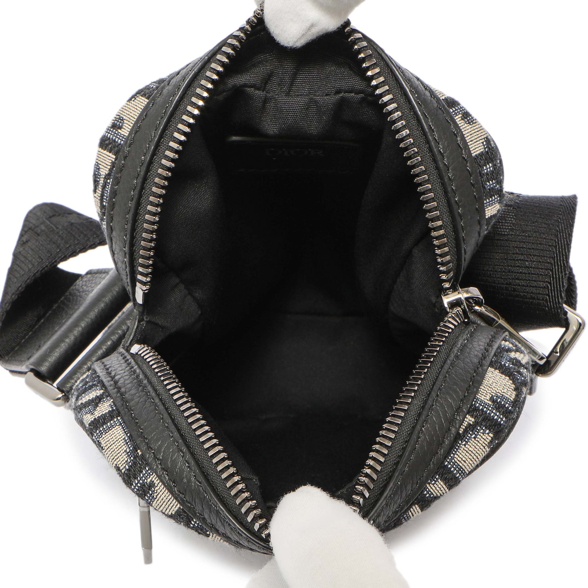 Exclusive Christian Dior Blue Oblique Messenger Pouch — Detail View