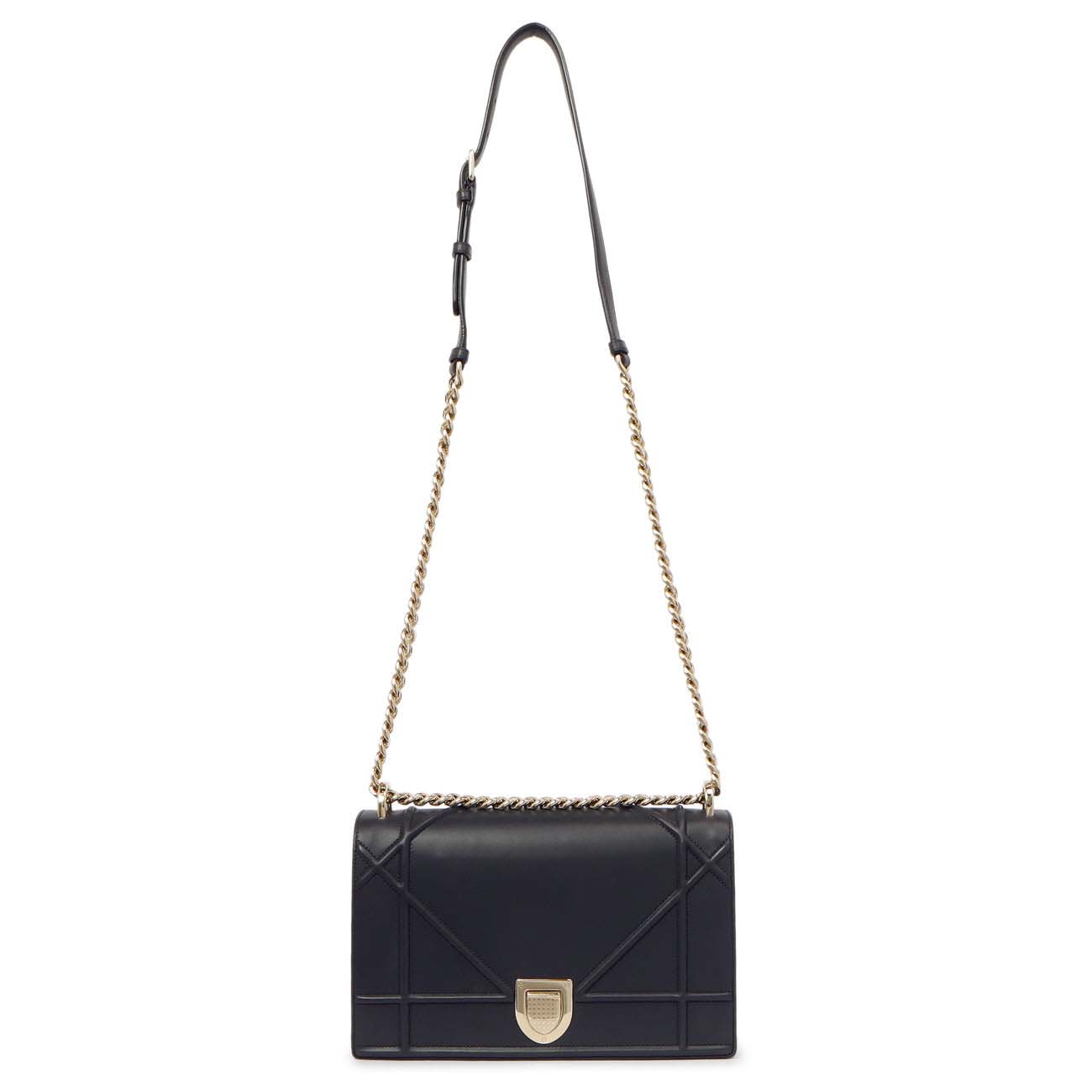 Exclusive Christian Dior Navy Lambskin Medium Diorama — Front View