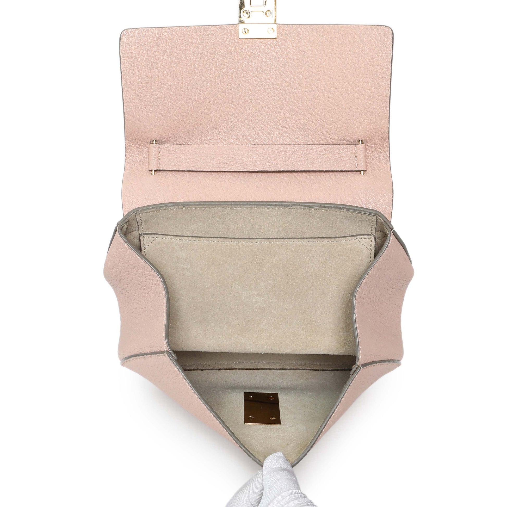 Exclusive Chloe Pink Grained Lambskin Drew Shoulder Bag — Top View