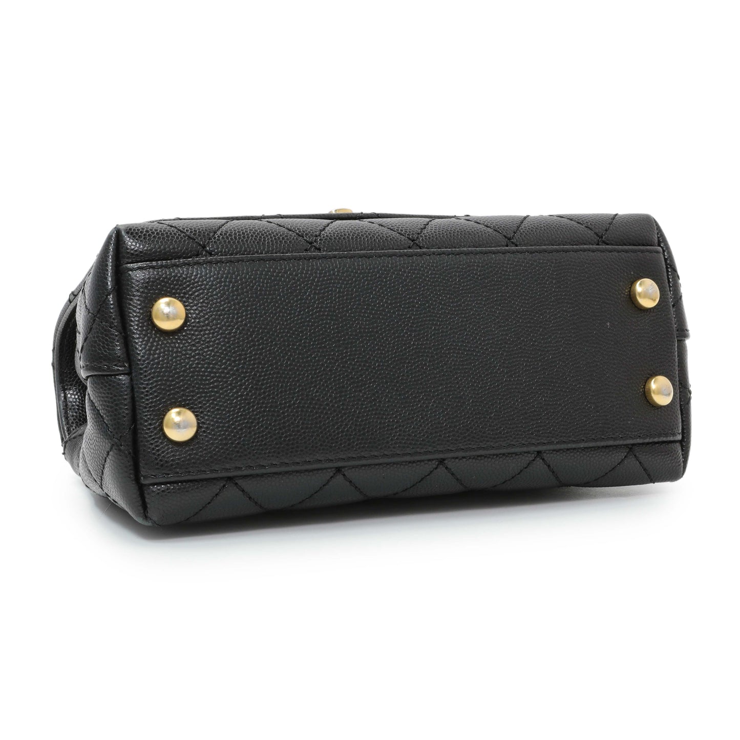 Exclusive Chanel Black Caviar Quilted Extra Mini Coco Handle — Back View