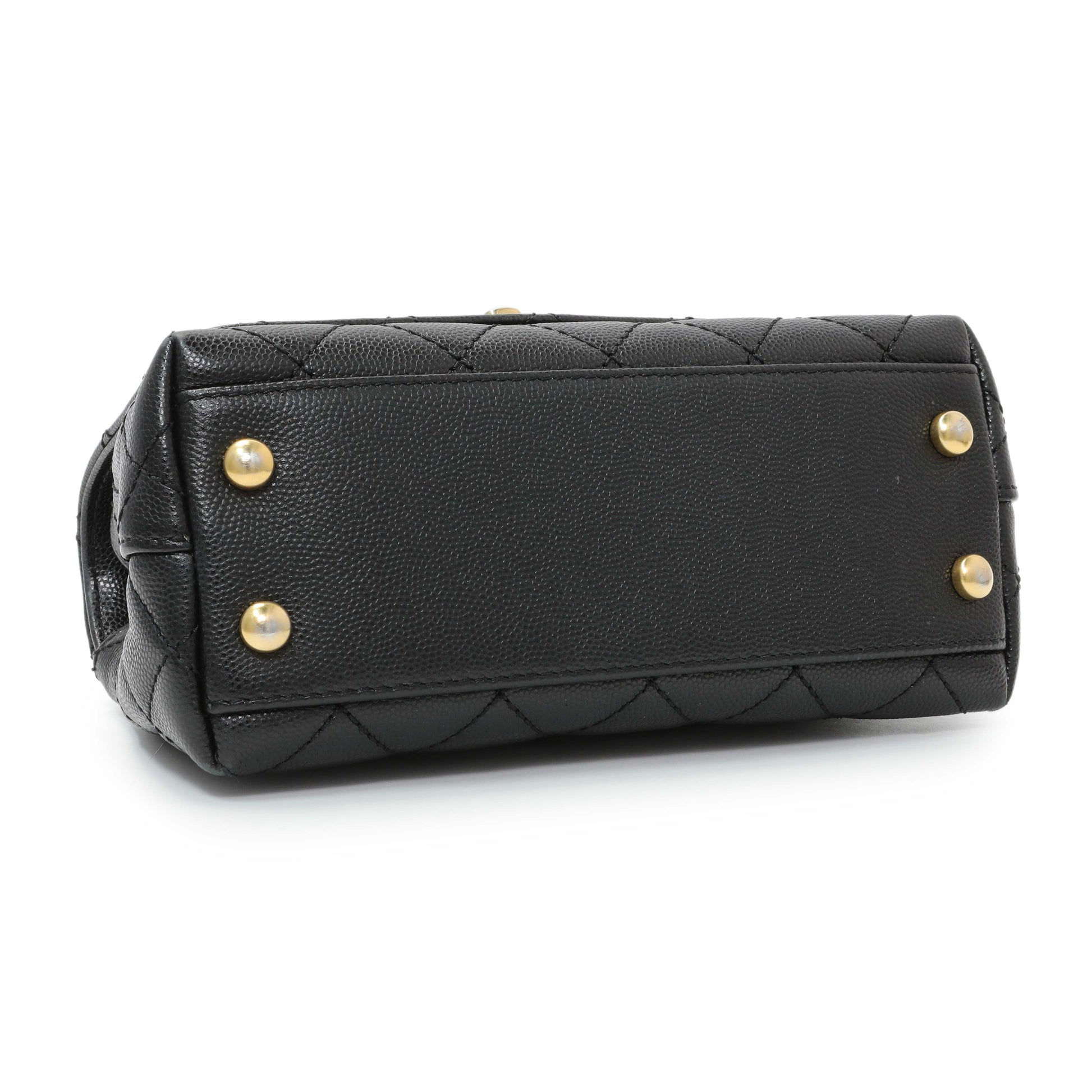 Exclusive Chanel Black Caviar Quilted Extra Mini Coco Handle — Back View