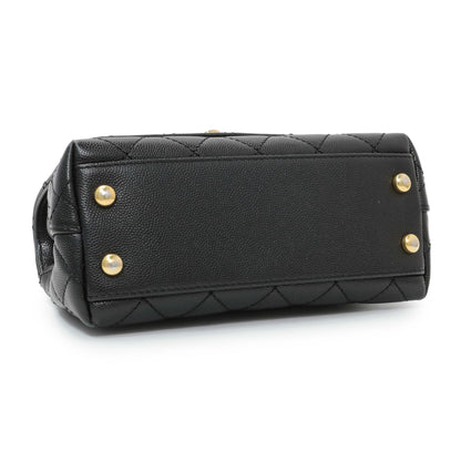 Exclusive Chanel Black Caviar Quilted Extra Mini Coco Handle — Back View