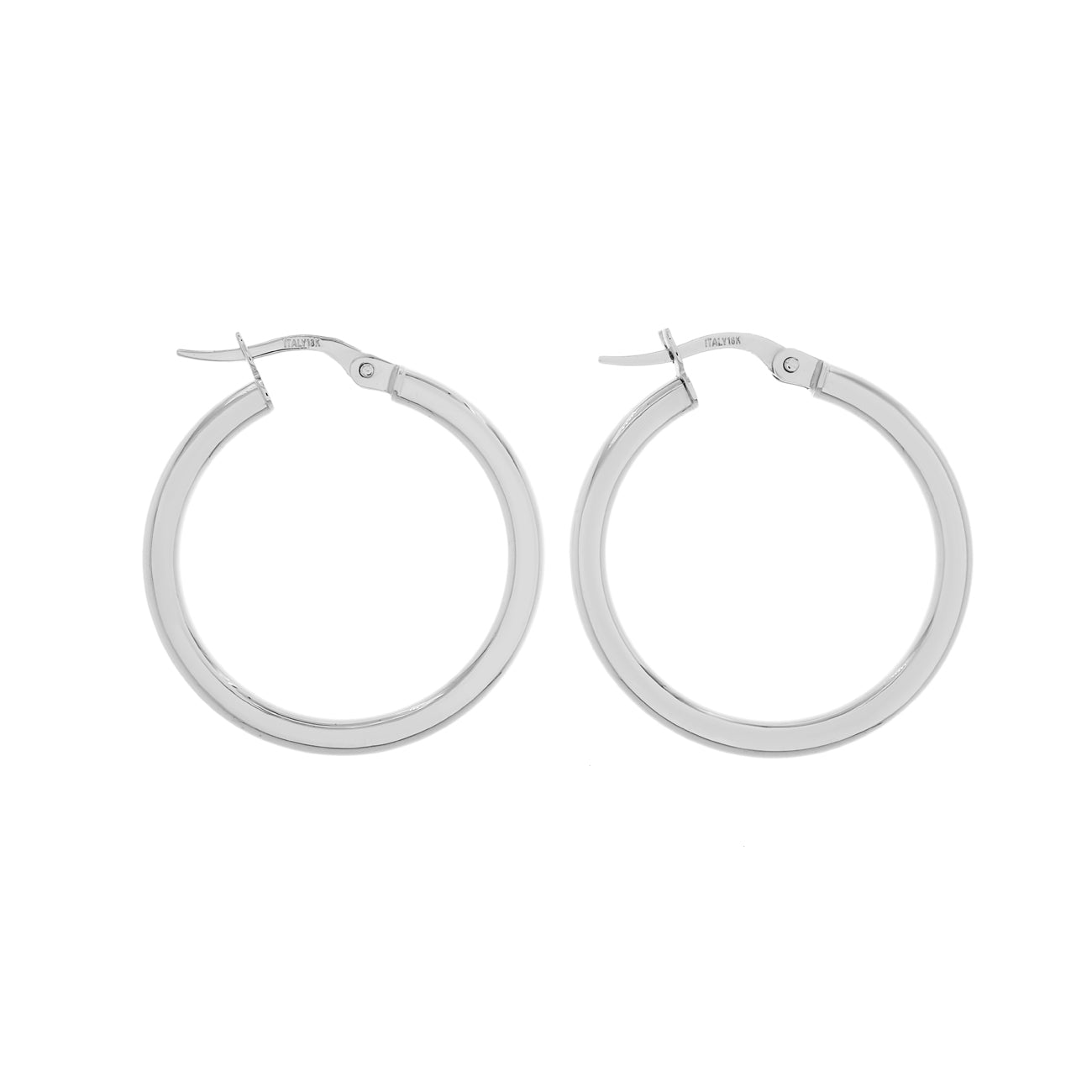 Exclusive 18K White Gold Italian Hoop Earrings — Side View
