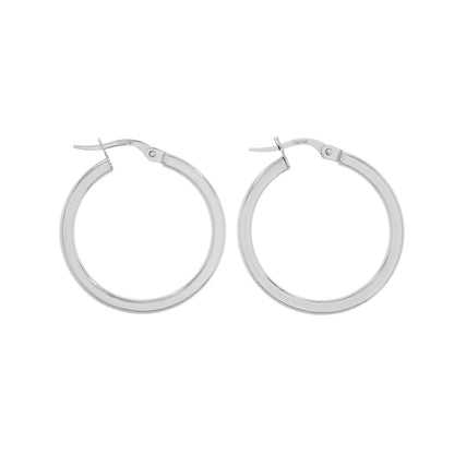 Exclusive 18K White Gold Italian Hoop Earrings — Side View