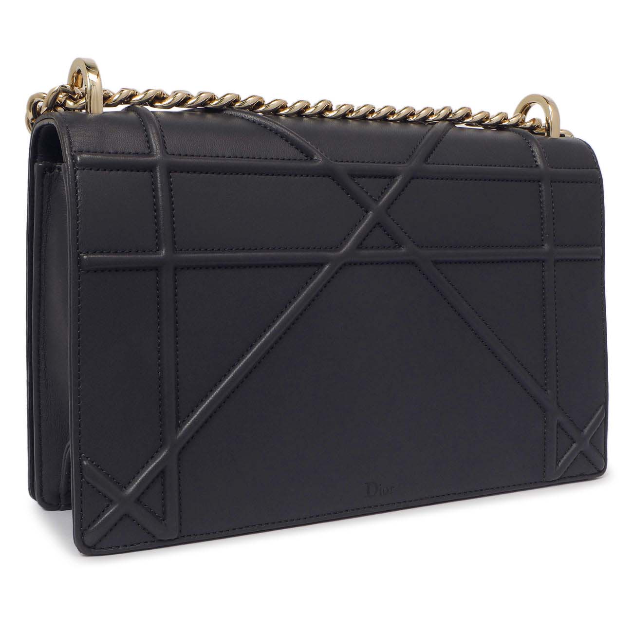 Exclusive Christian Dior Navy Lambskin Medium Diorama — Back View