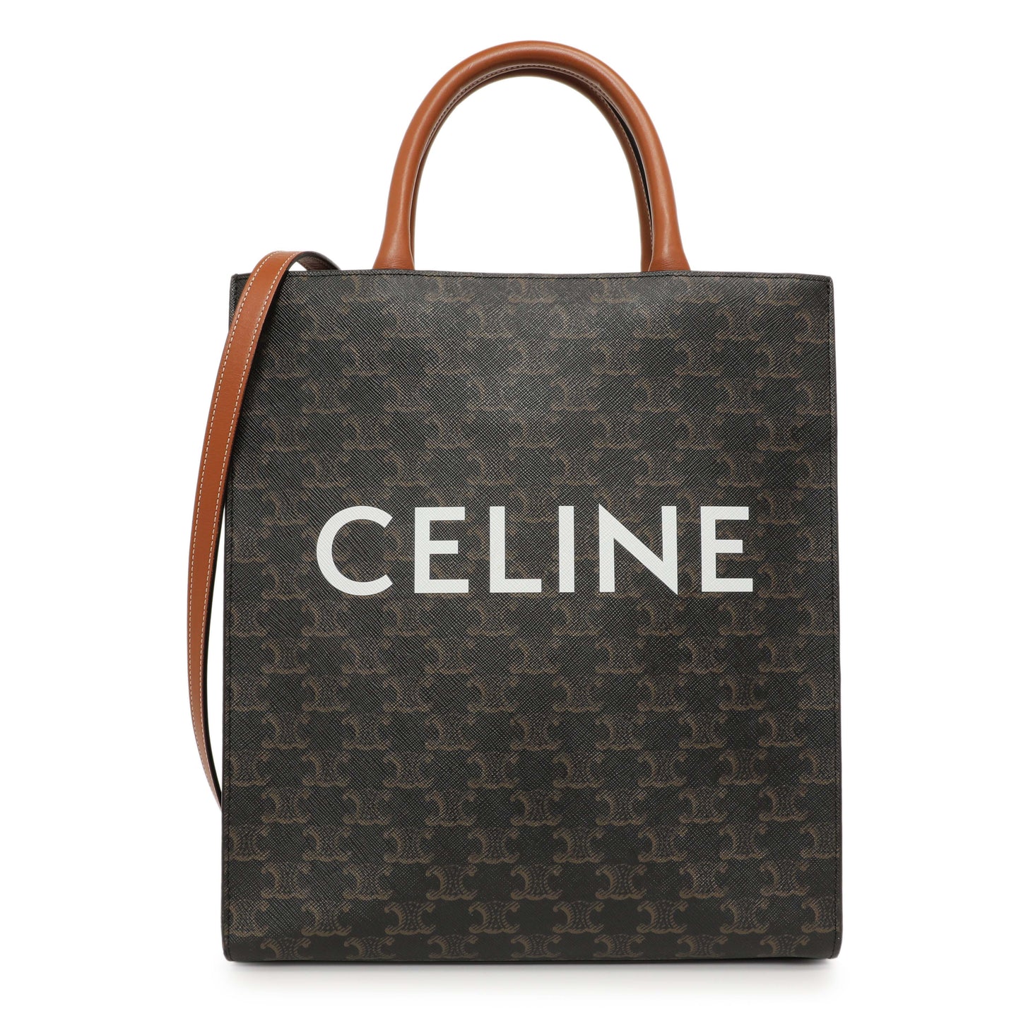 Exclusive Celine Triomphe Canvas Small Vertical Cabas — Front View