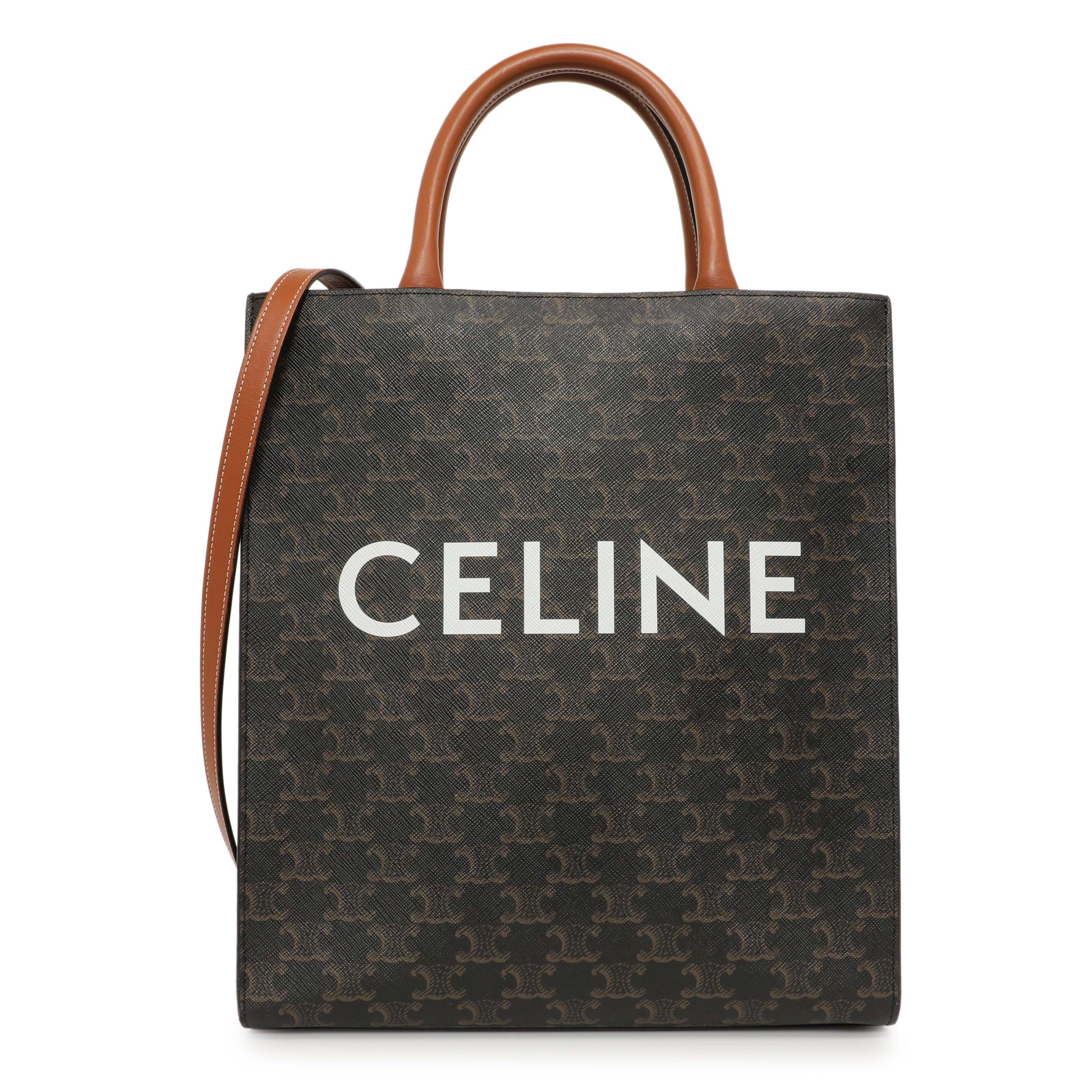 Exclusive Celine Triomphe Canvas Small Vertical Cabas — Front View