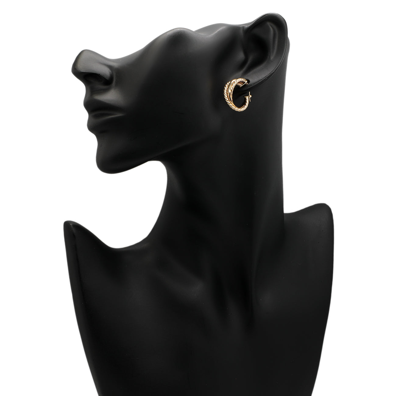 Exclusive 14K Yellow Gold Crossover Hoop Earrings — Back View