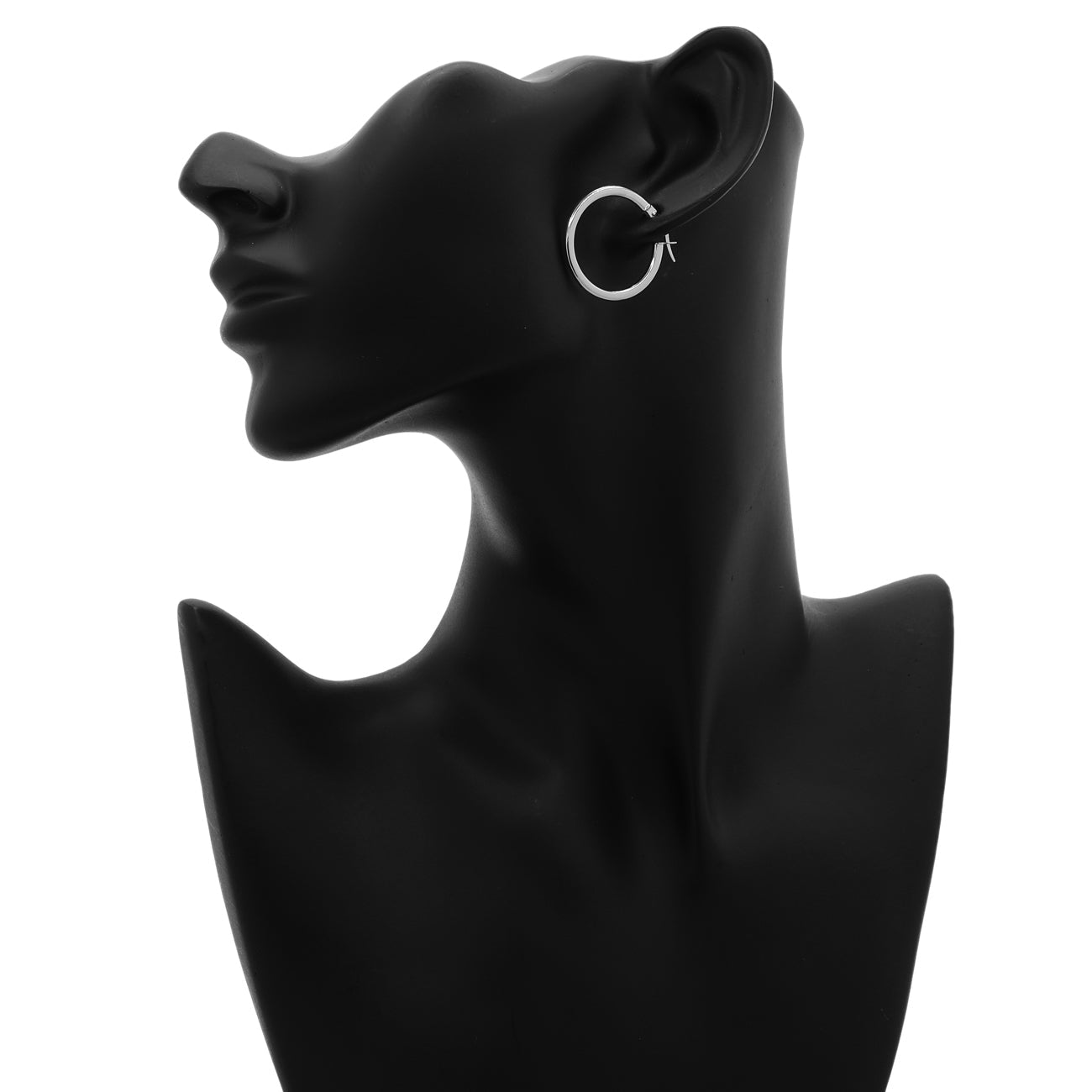 Exclusive 18K White Gold Italian Hoop Earrings — Back View
