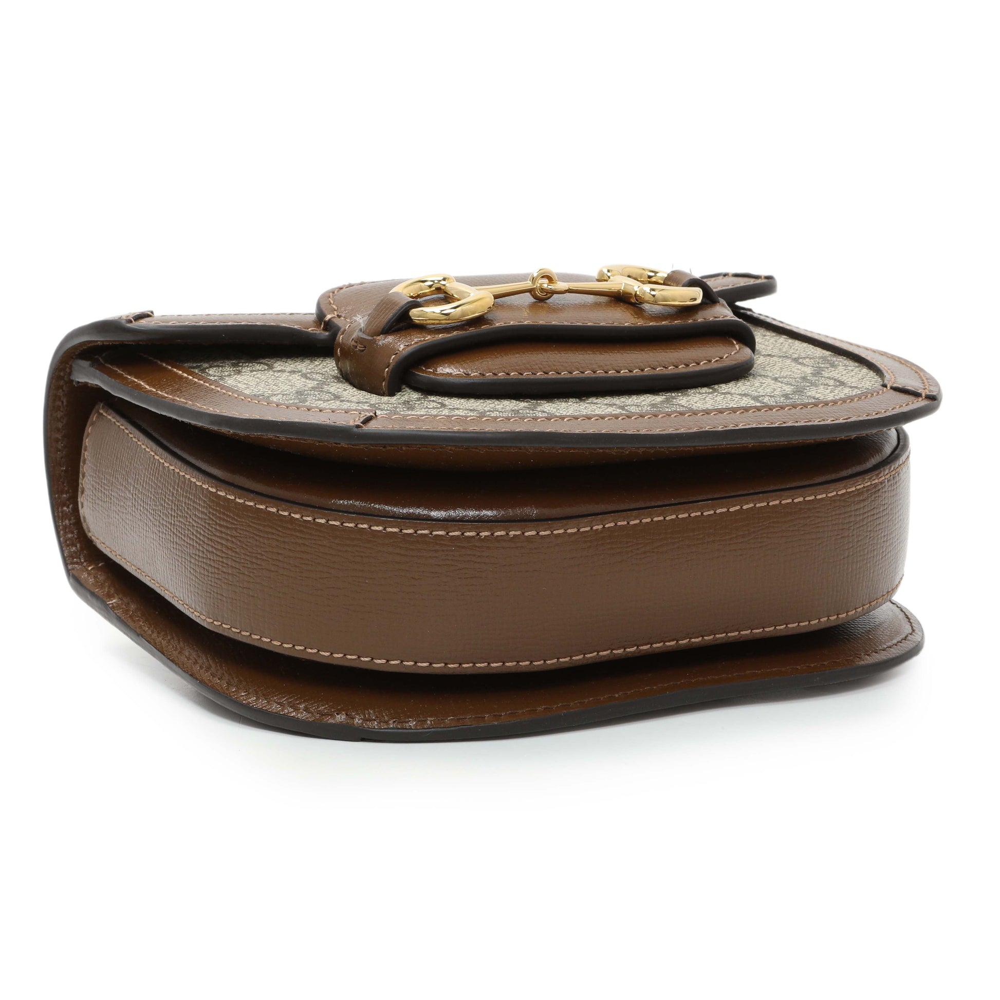 Exclusive Gucci Horsebit 1955 GG Coated Canvas with Leather Mini belt bag — Back View