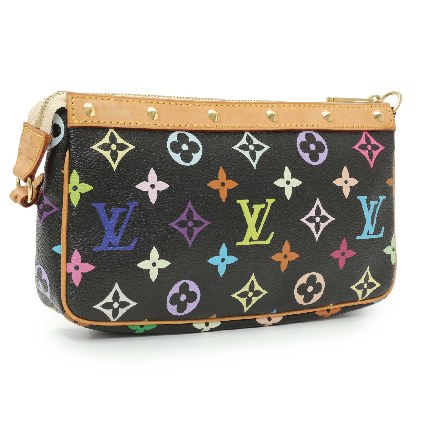 Exclusive Louis Vuitton Black Monogram Multicolor Pochette Accessories — Side View