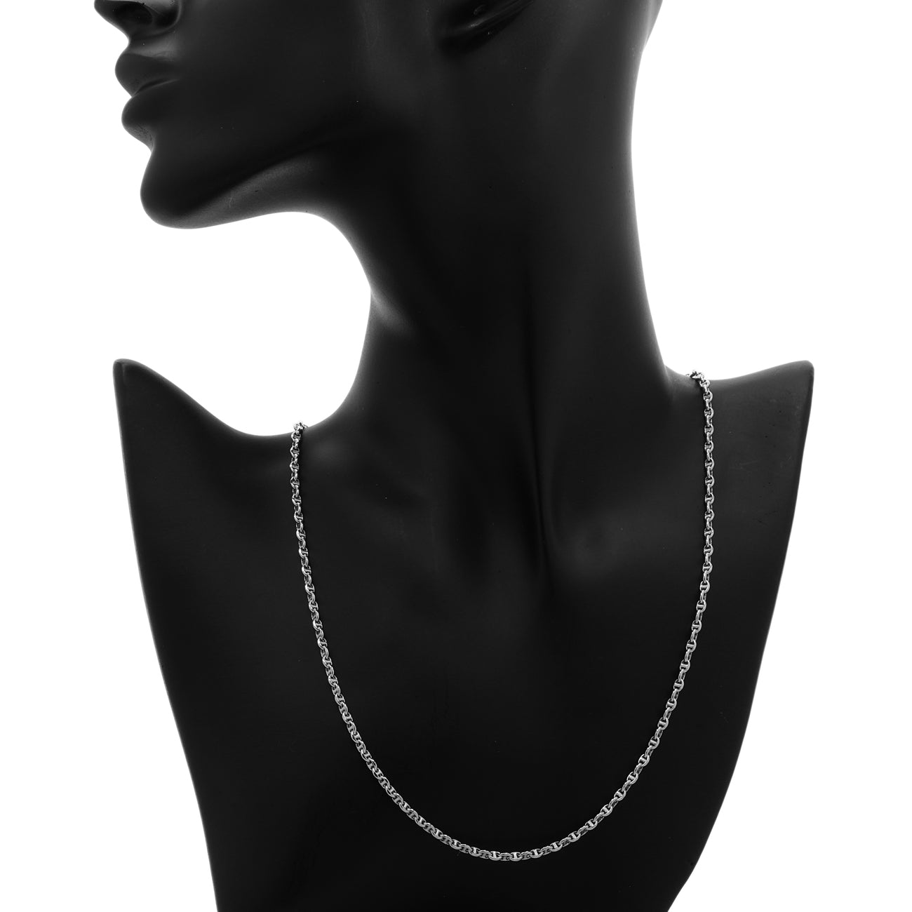 Exclusive 18K White Gold Mariner Link Chain — Back View