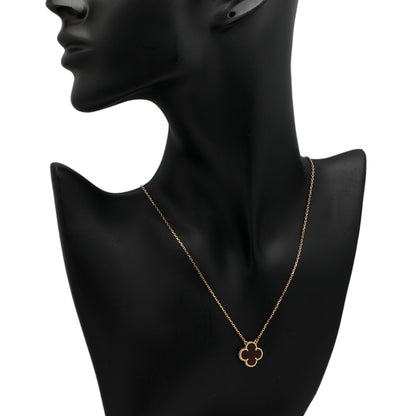 Exclusive Van Cleef & Arpels 18K Yellow Gold Carnelian Vintage Alhambra Pendant — Top View