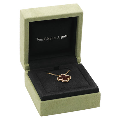 Exclusive Van Cleef & Arpels 18K Yellow Gold Carnelian Vintage Alhambra Pendant — Detail View