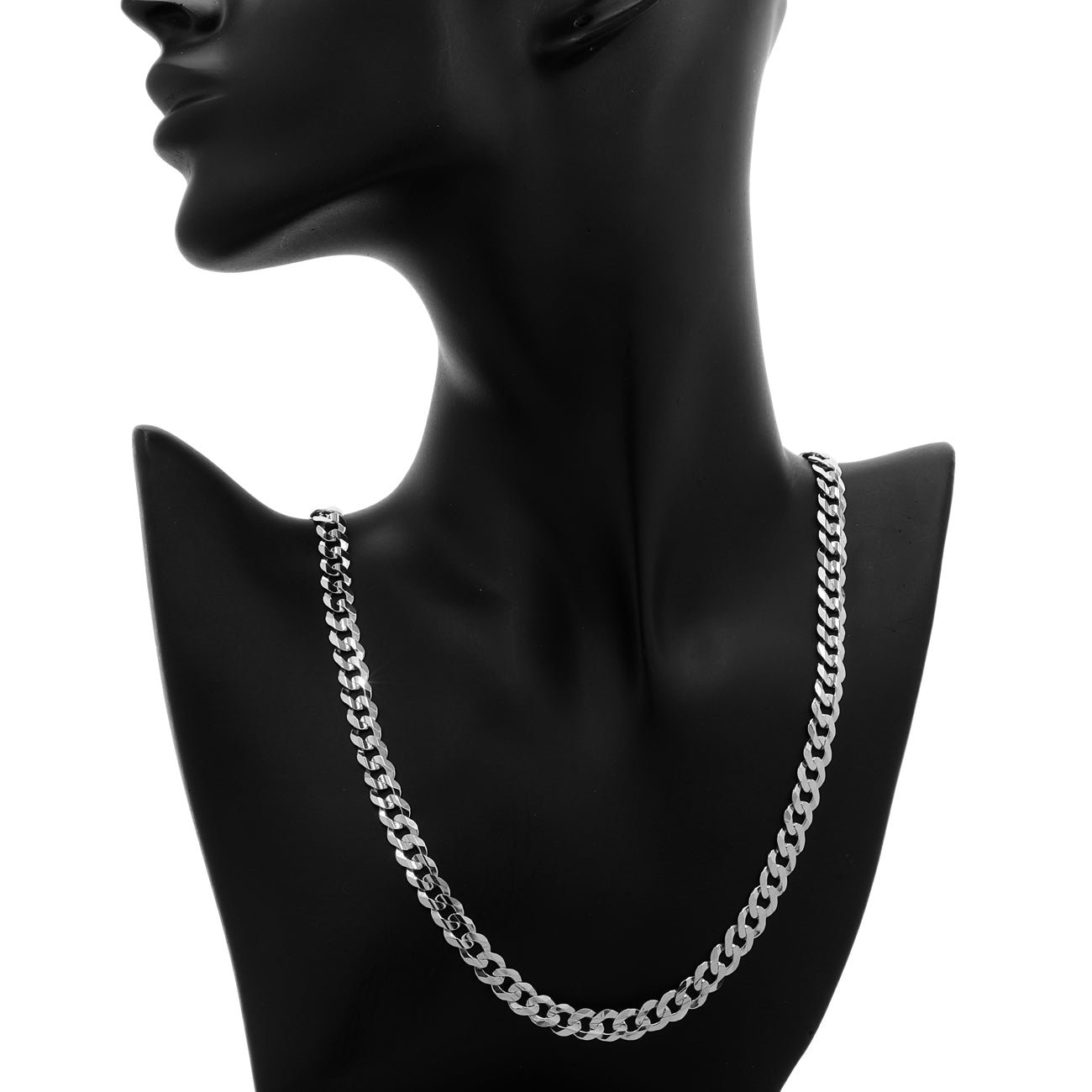 Exclusive 10K White Gold Curb Link Chain — Back View