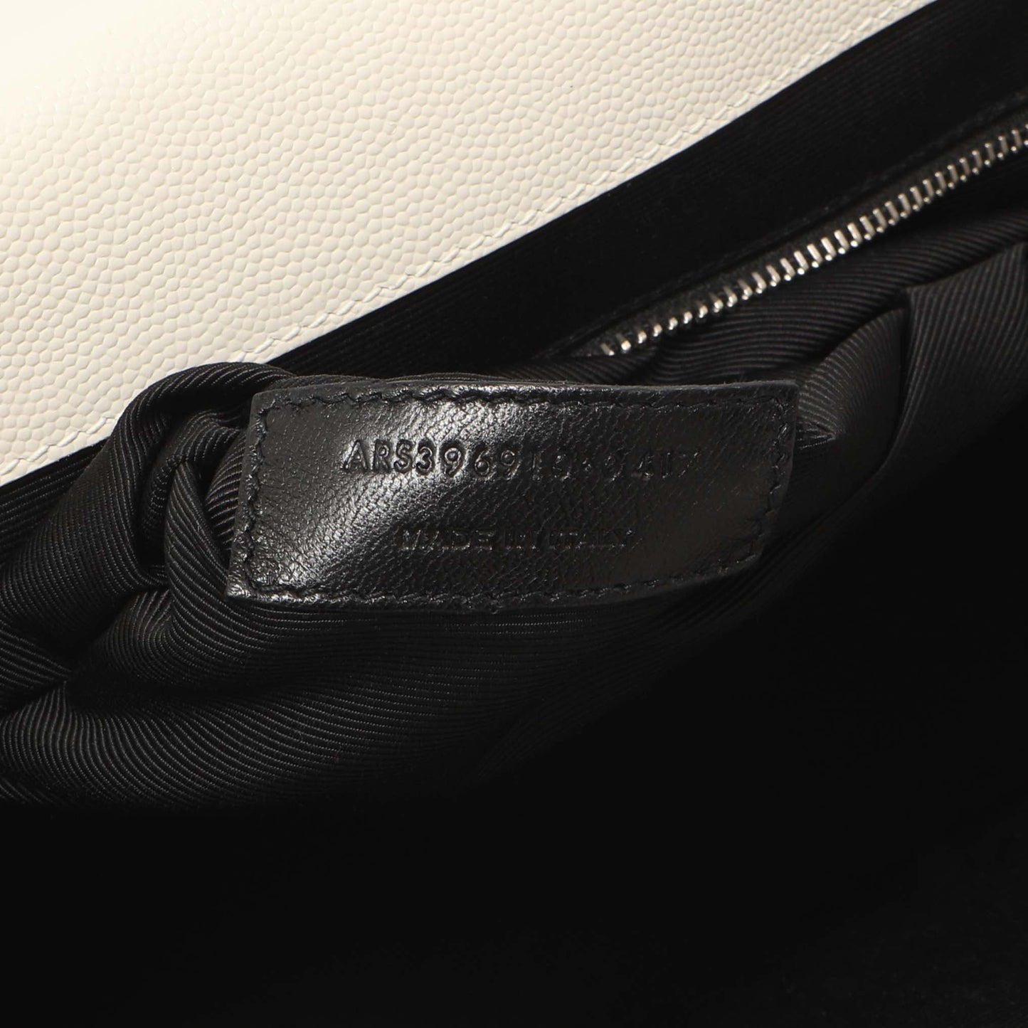 Exclusive Saint Laurent White Grain De Poudre Matelasse Chevron Large Triquilt Monogram Satchel — Alternate View 11