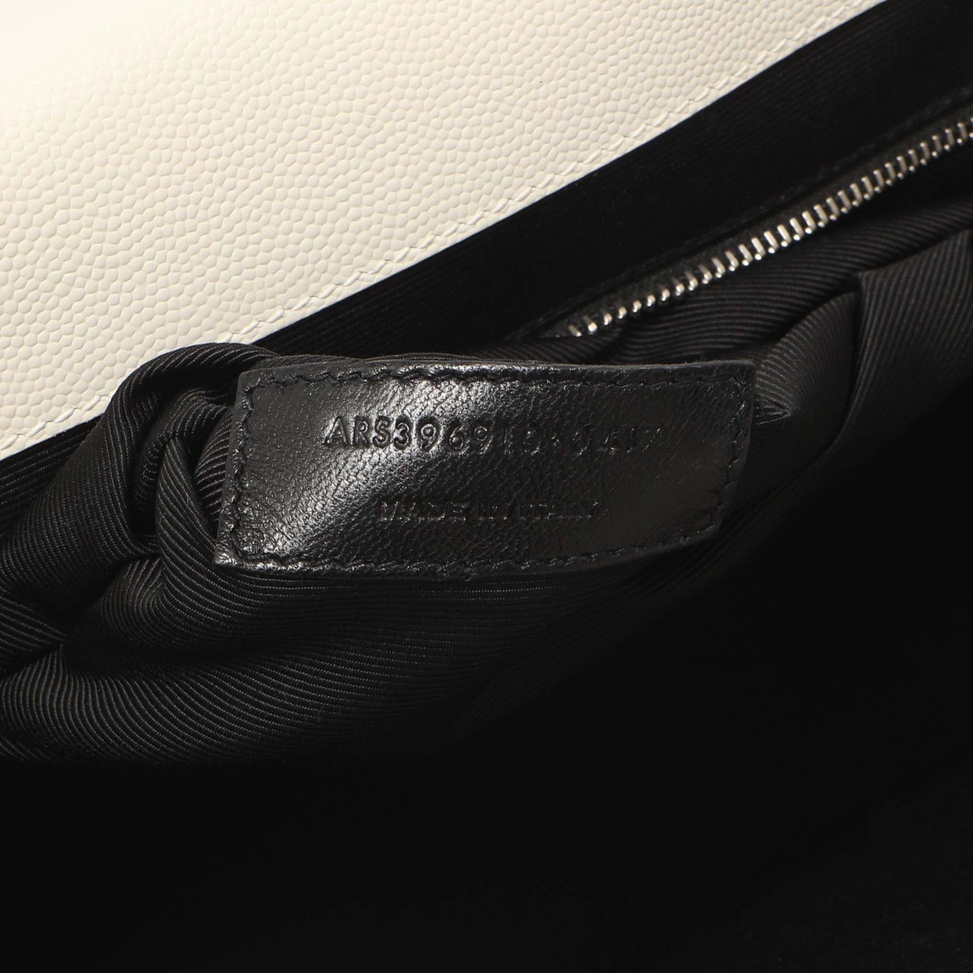 Exclusive Saint Laurent White Grain De Poudre Matelasse Chevron Large Triquilt Monogram Satchel — Alternate View 11