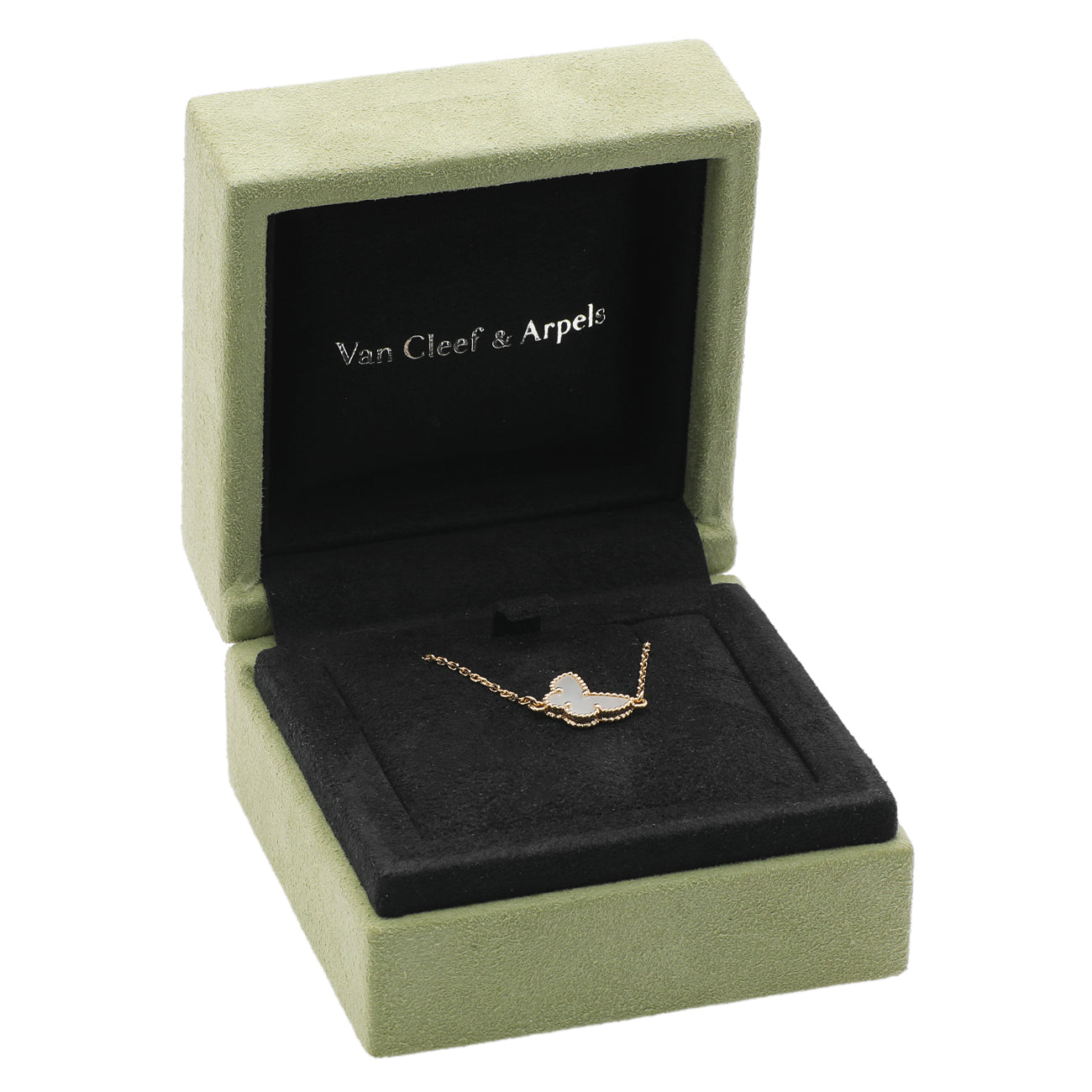 Exclusive Van Cleef & Arpels 18K Yellow Gold Mother of Pearl Sweet Butterflies Bracelet — Top View