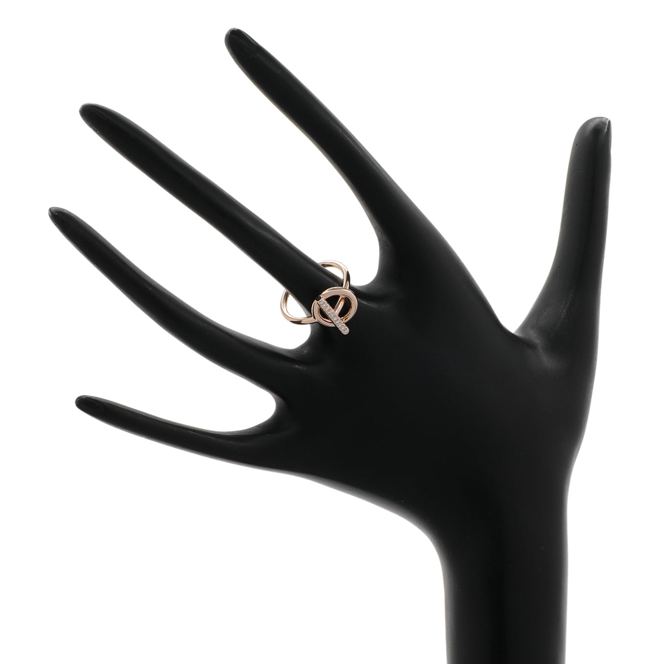 Exclusive Hermes 18K Rose Gold Diamond Small Echappee Ring — Back View