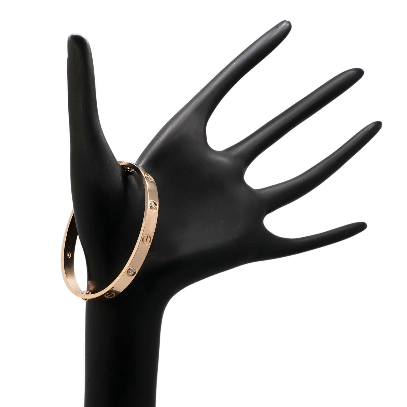 Exclusive Cartier 18K Rose Gold 4 Diamond Love Bracelet — Back View