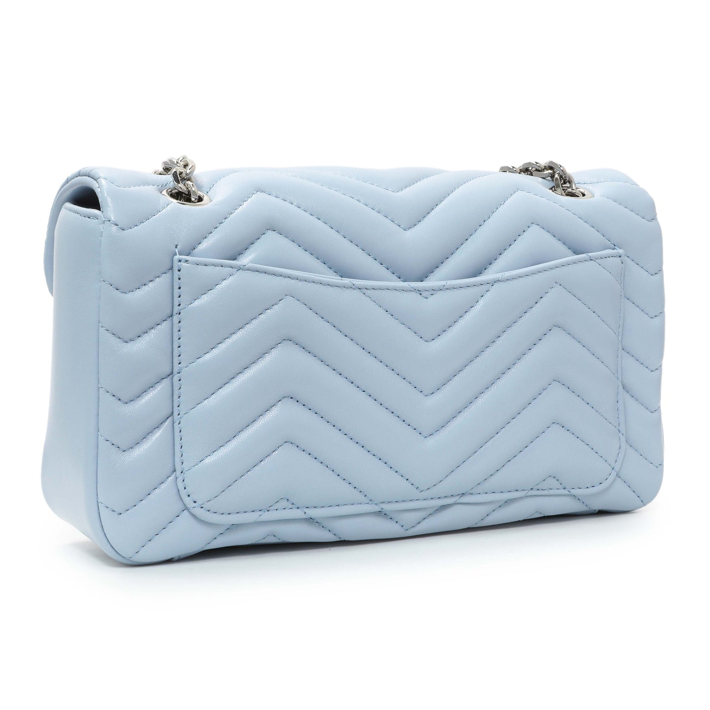 Exclusive Gucci Light Blue Calfskin Matelasse Medium GG Marmont Shoulder Bag — Side View