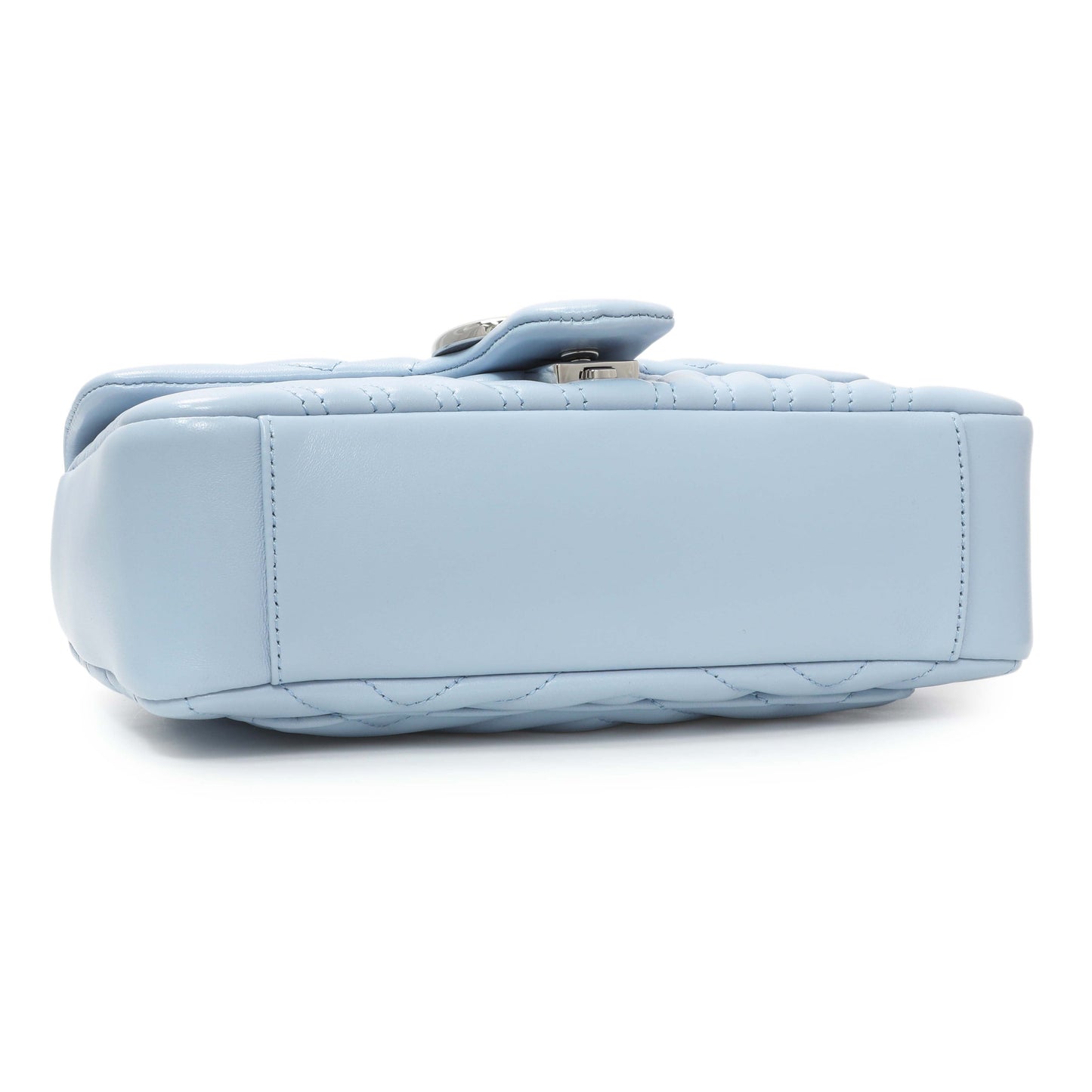 Exclusive Gucci Light Blue Calfskin Matelasse Medium GG Marmont Shoulder Bag — Back View