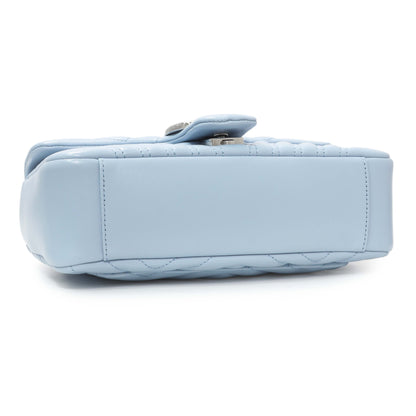 Exclusive Gucci Light Blue Calfskin Matelasse Medium GG Marmont Shoulder Bag — Back View