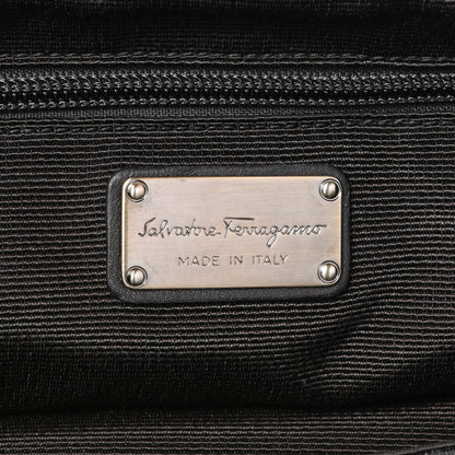 Exclusive Salvatore Ferragamo Black Calfskin Vara Tote — Detail View