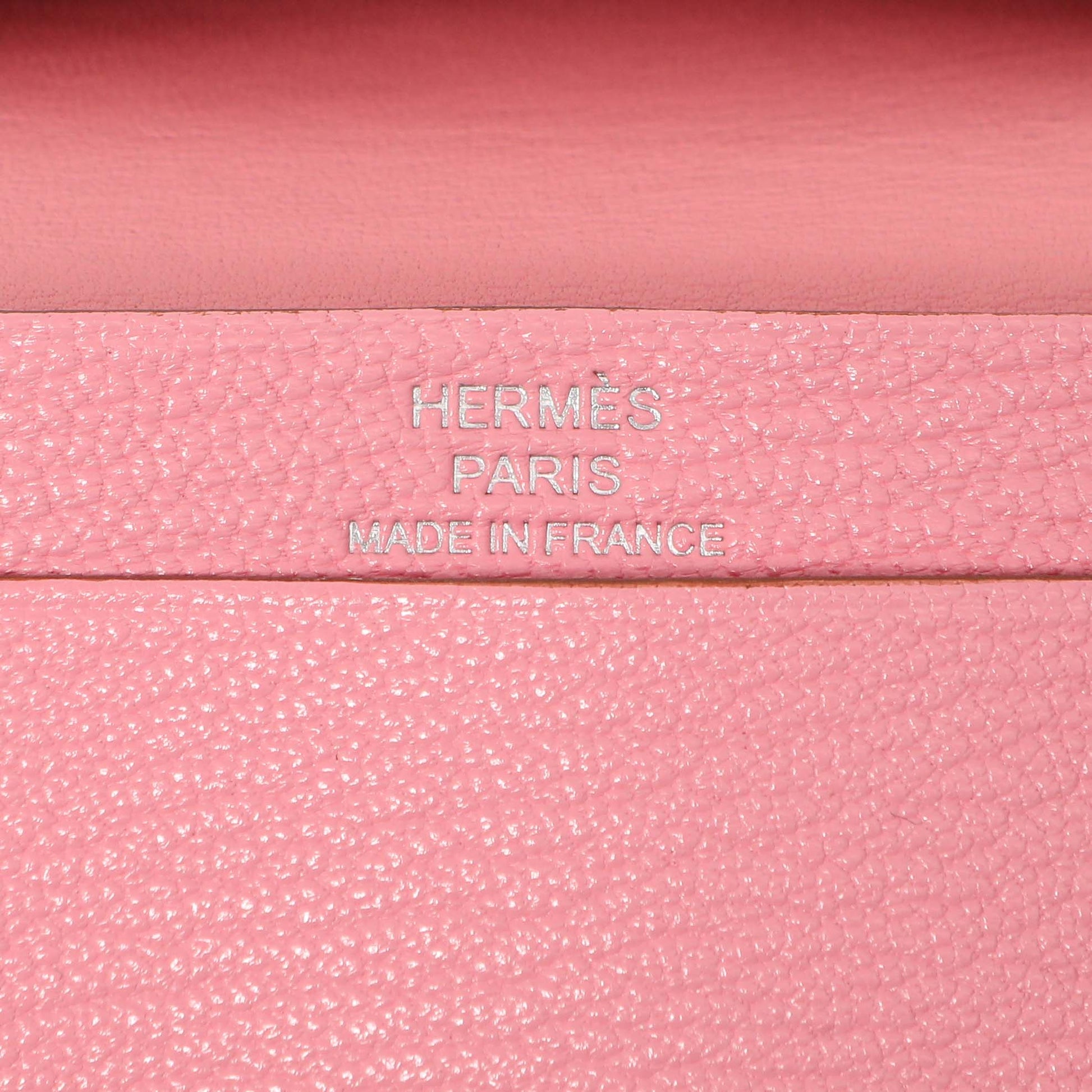 Exclusive Hermes Rose Confetti Chevre Mysore Bearn Card Holder Wallet — Top View