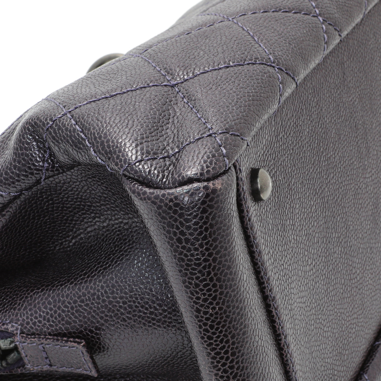 Exclusive Chanel Purple Iridescent Caviar Quilted Chic Shopping Tote — Top View