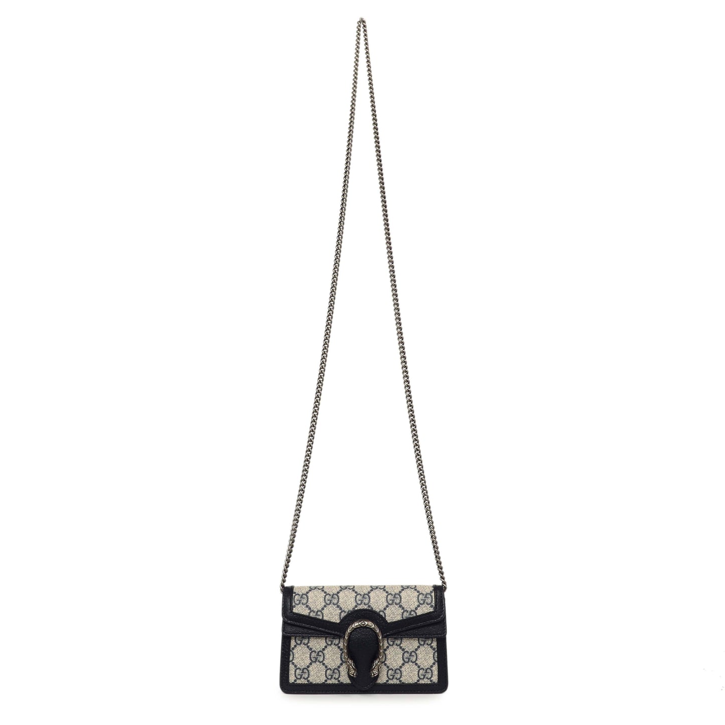 Exclusive Gucci Beige Blue GG Supreme Monogram Super Mini Dionysus — Front View