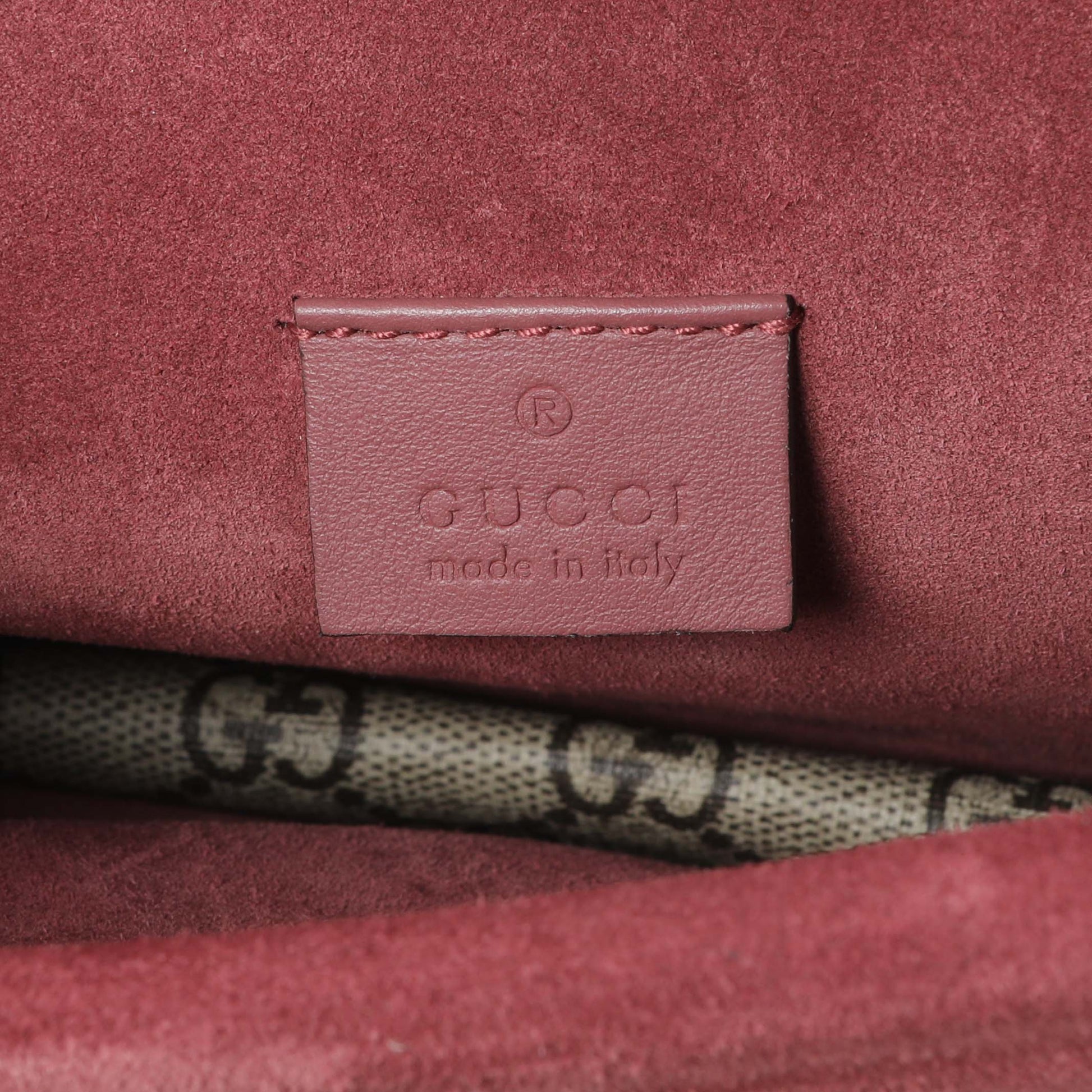 Exclusive Gucci GG Supreme Monogram Blooms Mini Dionysus Shoulder Bag — Detail View