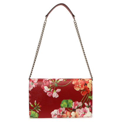 Exclusive Gucci Cherry Calfskin Blooms Print Chain Wallet — Front View