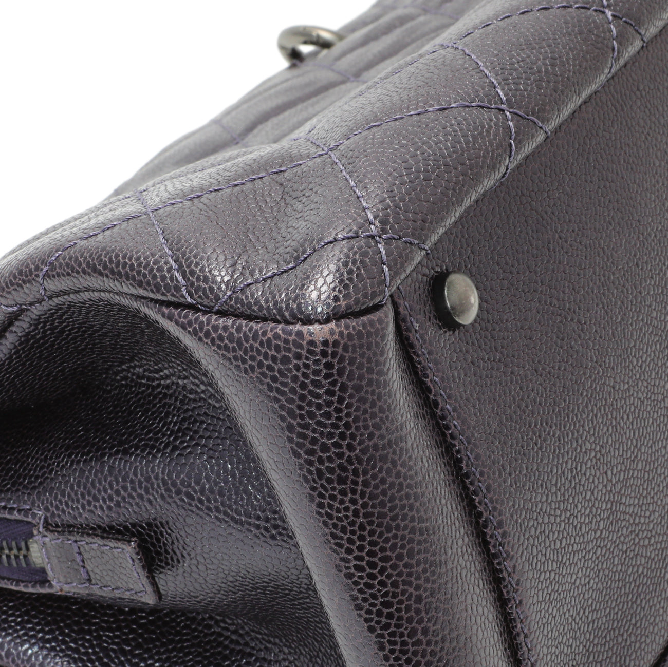 Exclusive Chanel Purple Iridescent Caviar Quilted Chic Shopping Tote — Lifestyle View
