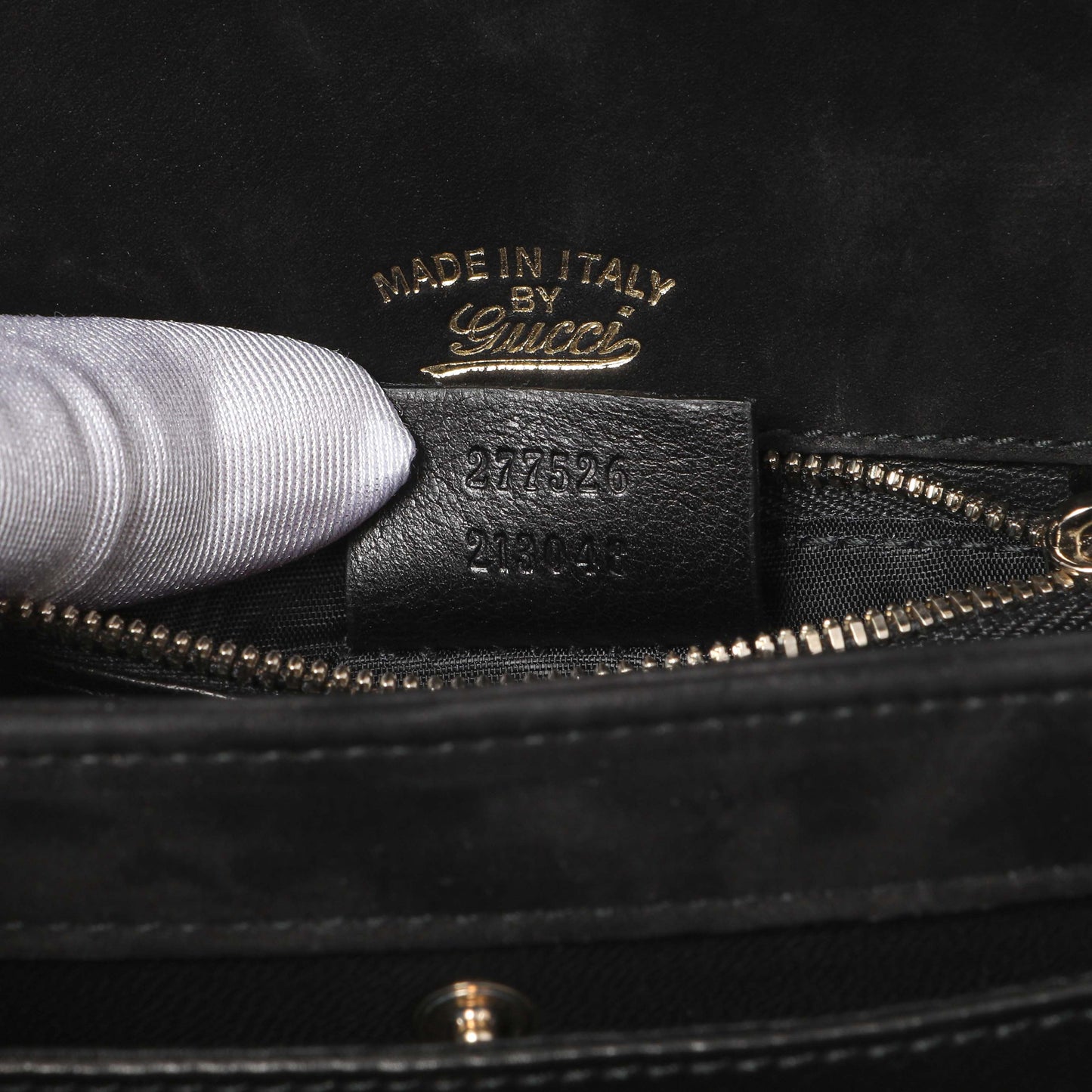 Exclusive Gucci Black Patent 1973 Top Handle Flap — Lifestyle View