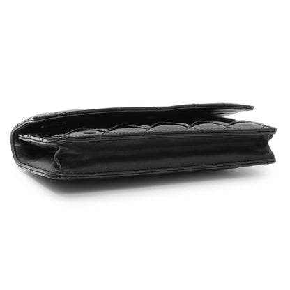 Exclusive Chanel Black Quilted Patent Brilliant Wallet On Chain WOC — Back View