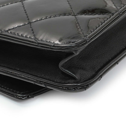 Exclusive Chanel Black Quilted Patent Brilliant Wallet On Chain WOC — Lifestyle View