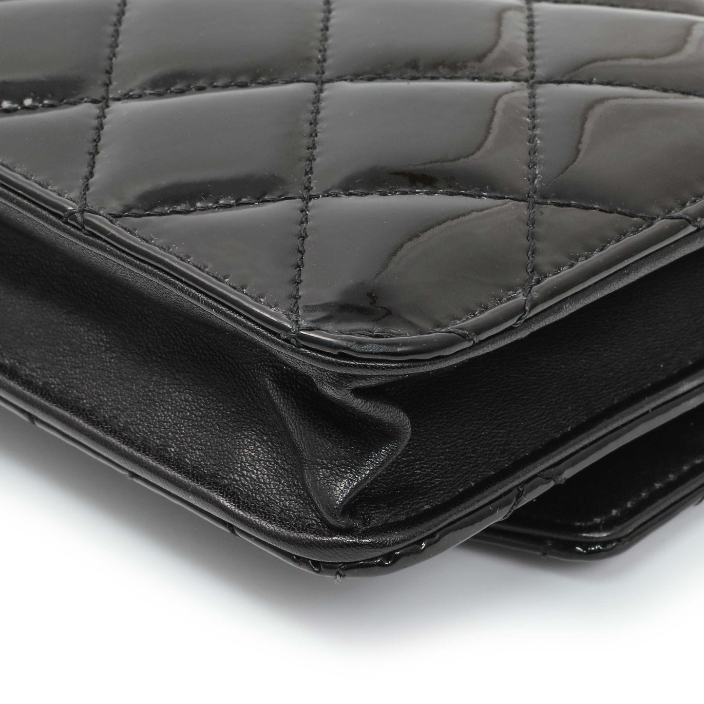 Exclusive Chanel Black Quilted Patent Brilliant Wallet On Chain WOC — Alternate View 7