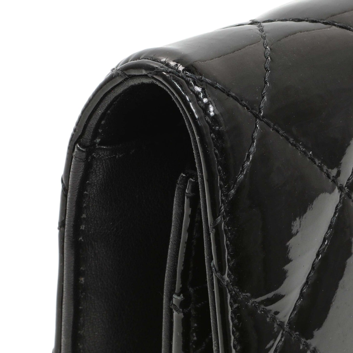Exclusive Chanel Black Quilted Patent Brilliant Wallet On Chain WOC — Alternate View 8