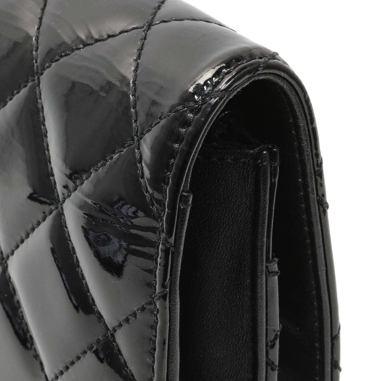 Exclusive Chanel Black Quilted Patent Brilliant Wallet On Chain WOC — Alternate View 9