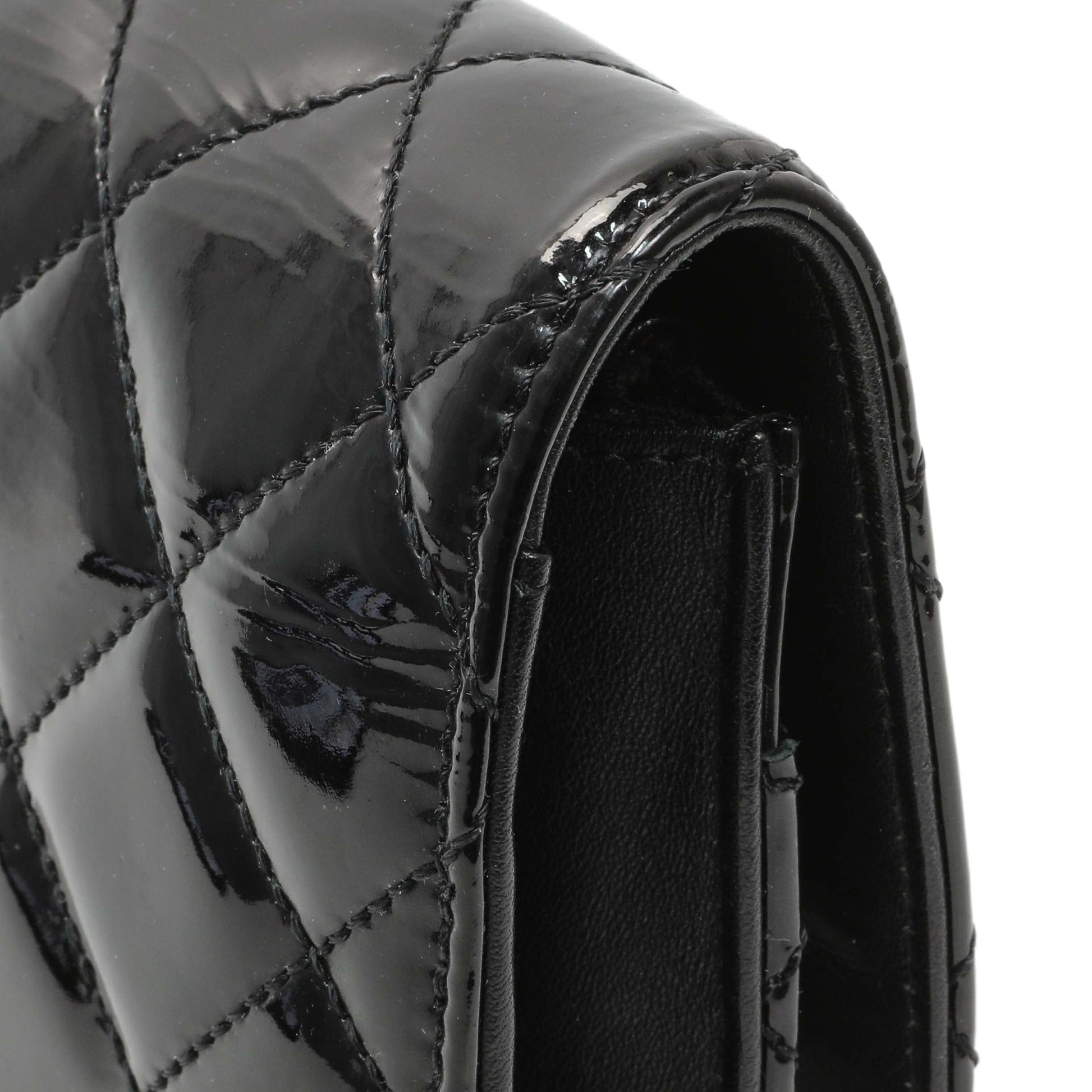 Exclusive Chanel Black Quilted Patent Brilliant Wallet On Chain WOC — Alternate View 9