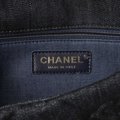 Exclusive Chanel Black Quilted Denim Medium Funky Town Flap — Detail View