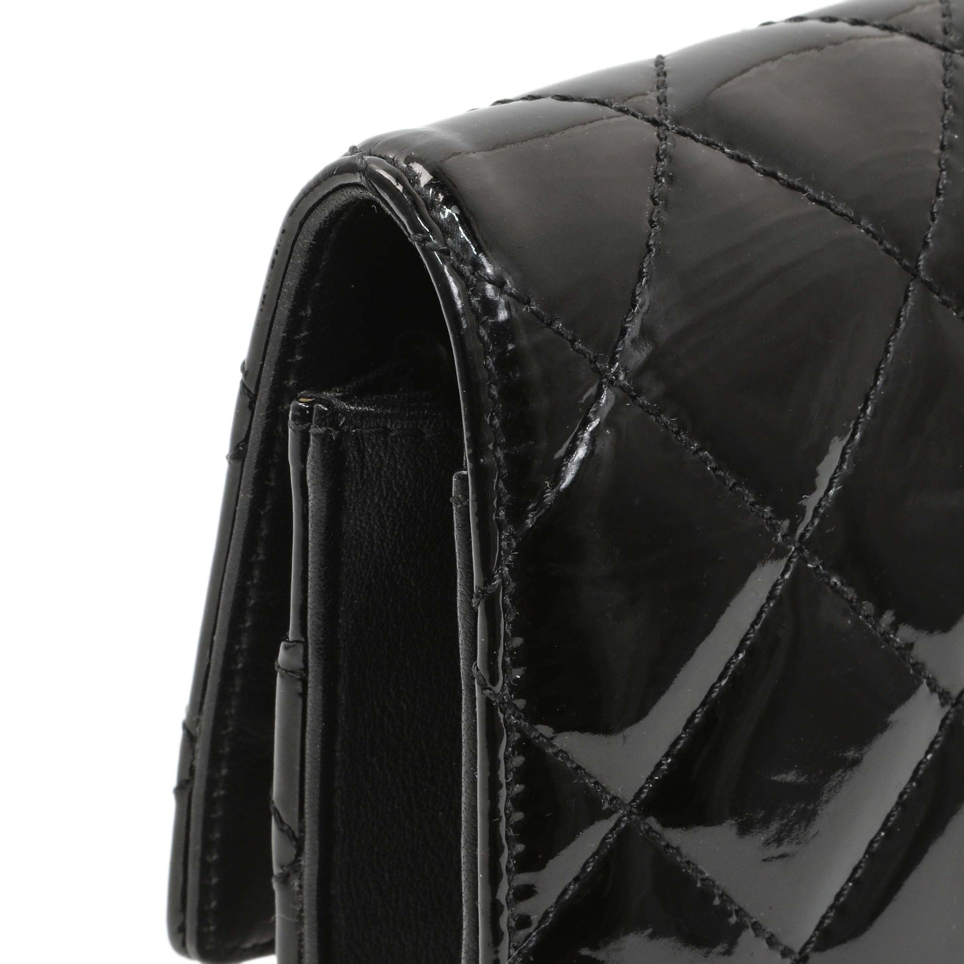 Exclusive Chanel Black Quilted Patent Brilliant Wallet On Chain WOC — Alternate View 10