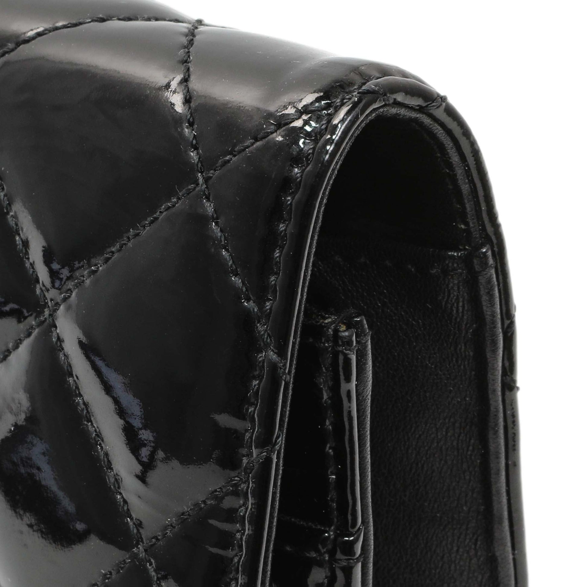 Exclusive Chanel Black Quilted Patent Brilliant Wallet On Chain WOC — Alternate View 11