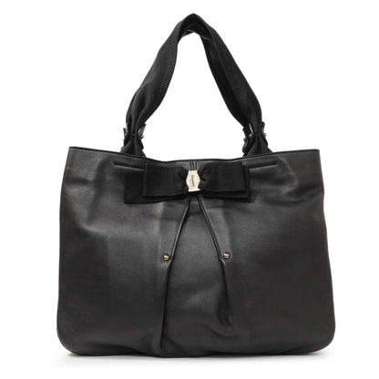 Exclusive Salvatore Ferragamo Black Calfskin Vara Tote — Front View