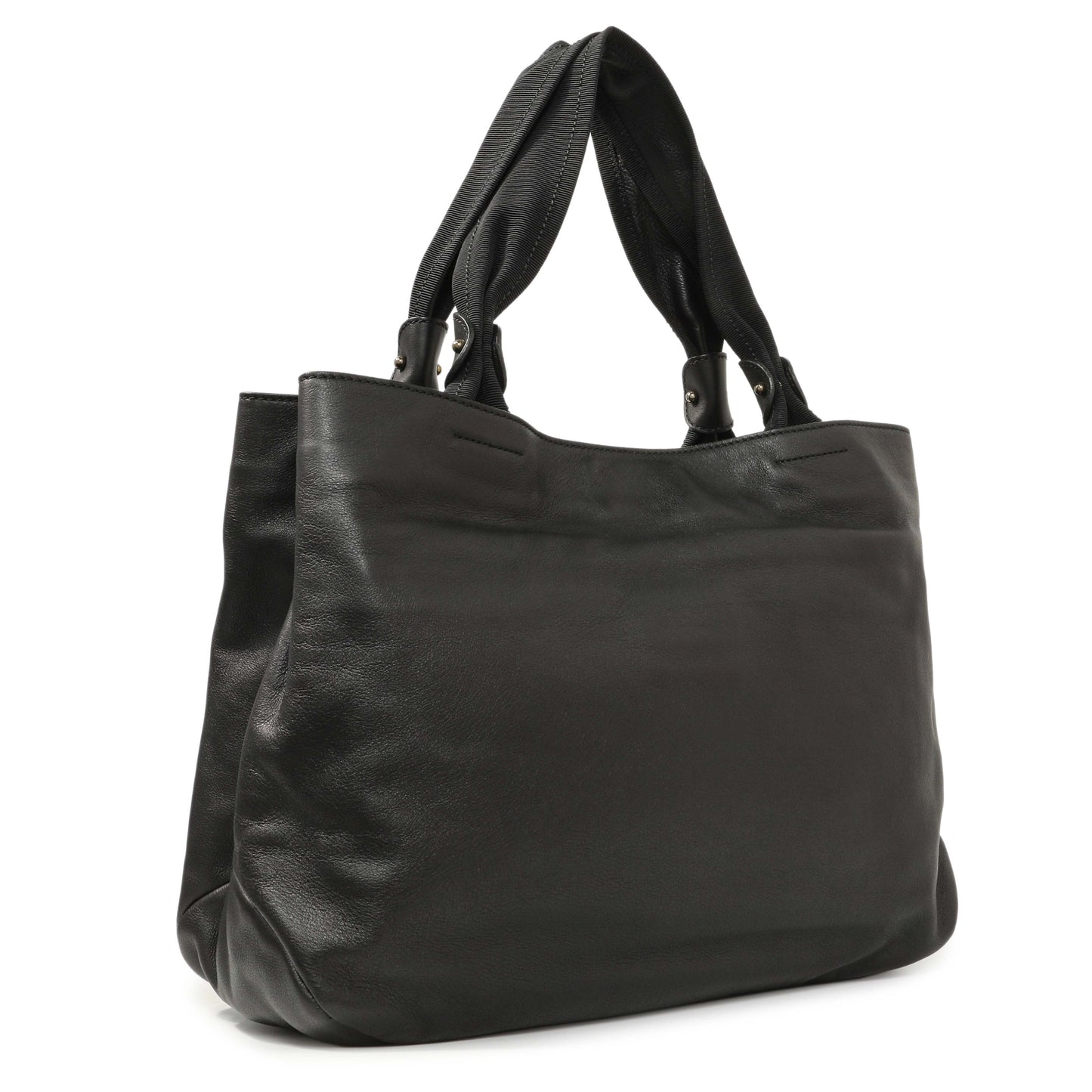 Exclusive Salvatore Ferragamo Black Calfskin Vara Tote — Side View