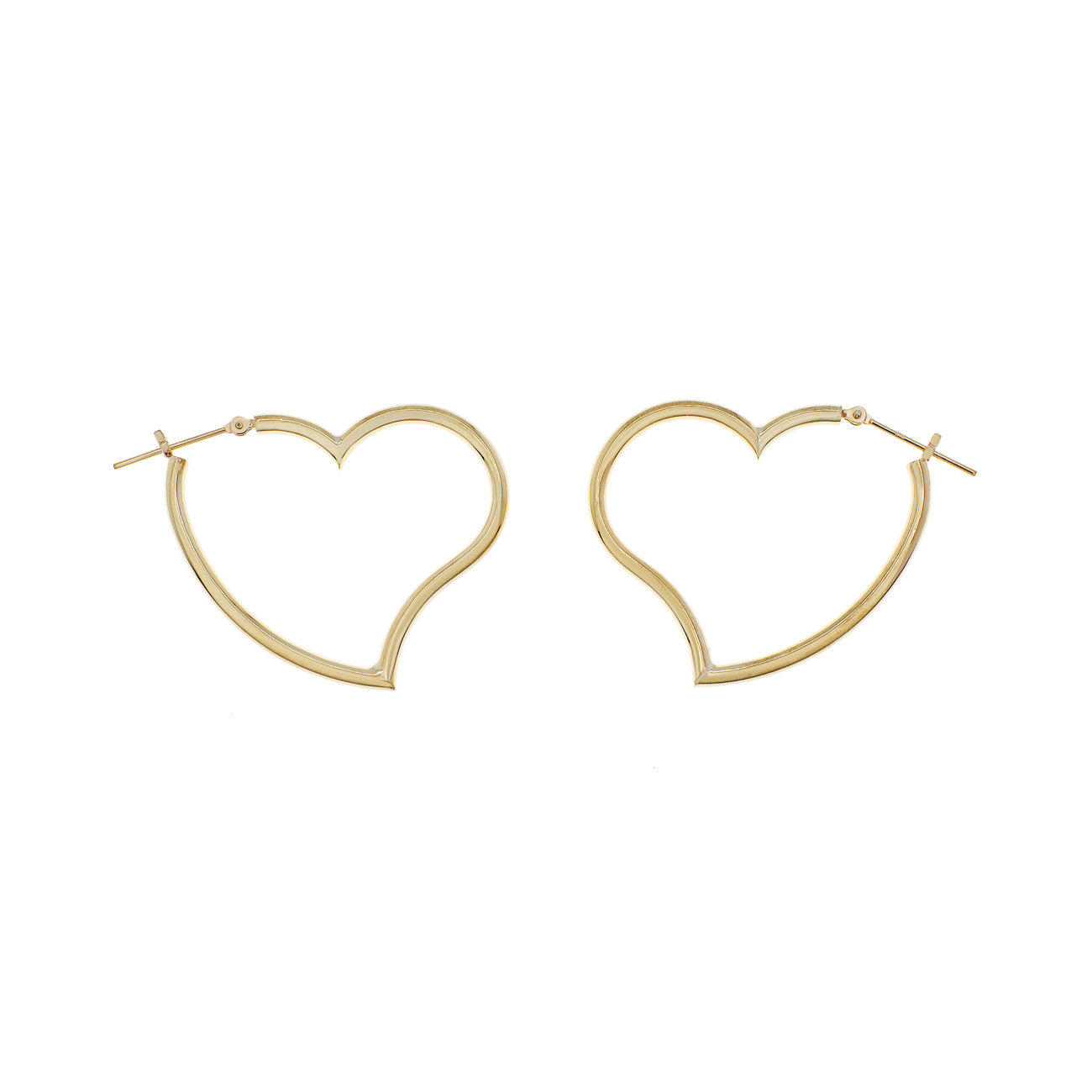 Exclusive 18K Yellow Gold Heart Hoop Earrings — Front View